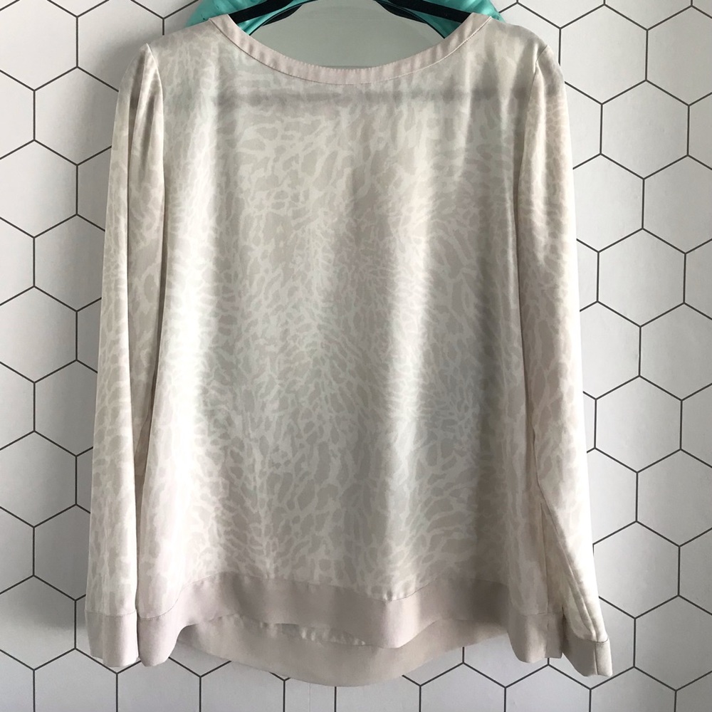 BP Taupe & Blush Animal Print LS Blouse
